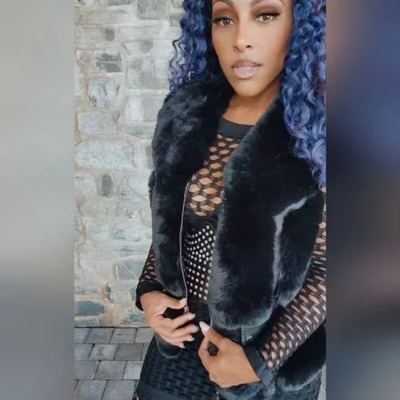 Miz Vegan: Fur & Leather Trimmed Vest - Picture 9 of 16